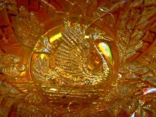   NESTING SWAN Iridescent Marigold Carnival Ruffled Bowl 9 1/2  