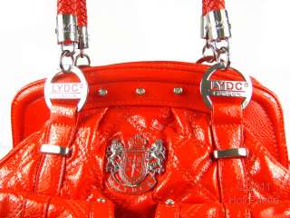 Womens Red LYDC London Designer Patent Shoulder Handbag  