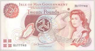 BANKNOTE ISLE OF MAN MANX GBP 20 BRITISH POUNDS AU  