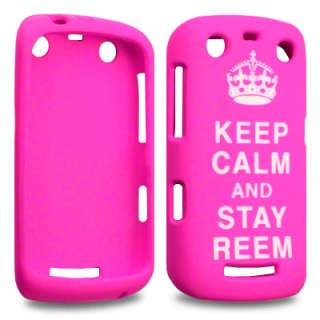 KEEP CALM AND STAY REEM RUBBER CASE FOR BLACKBERRY 9360   HOT PINK 