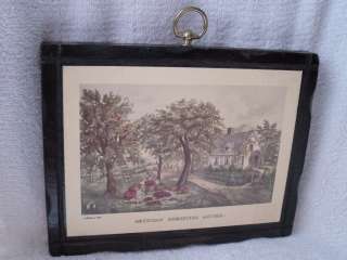   Schultz NY Pine Wood Currier and Ives Print Lithograph Wall Plaque