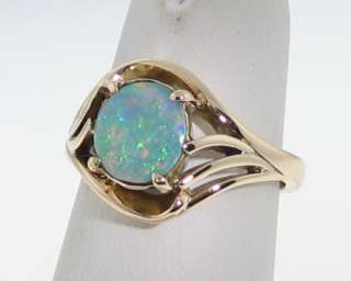 Vintage Estate 8x7mm Natural Opal Yellow Gold Cocktail Ring  