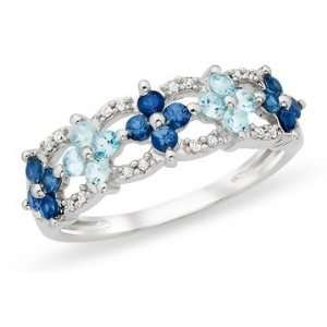   Carat Blue Topaz, Sapphire & Diamond 10K White Gold Ring Jewelry