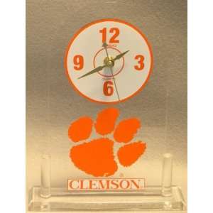 Clemson University Tigers NCAA Desk Top/Table Top Acrylic Clock 