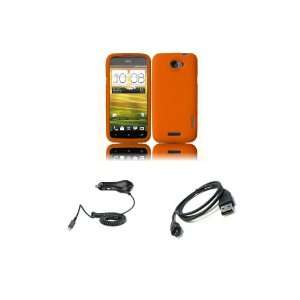  Pack   Orange Silicone Soft Skin Case Cover + Car Charger + Micro 