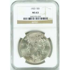  1923 P MS63 Silver Peace Dollar Graded by NGC Everything 