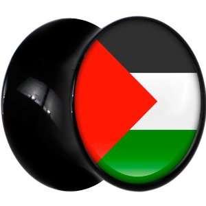  2 Gauge Black Acrylic Palestine Flag Saddle Plug Jewelry