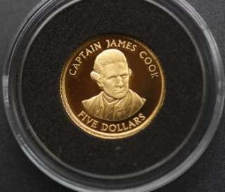 2001 COOK ISLANDS 24 CARAT GOLD PROOF $5 FIVE DOLLAR COIN 