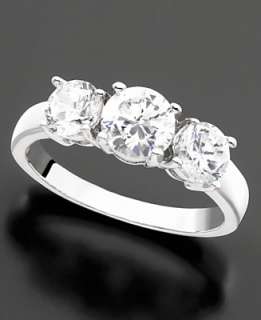 Sterling Silver Cubic Zirconia Three Stone Ring (3 ct. t.w.) Size 9 