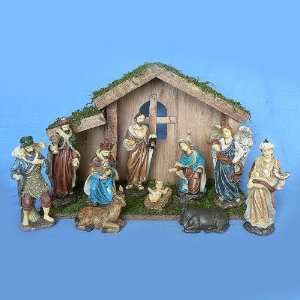  Religious Christmas Nativity Figure Set with Stable