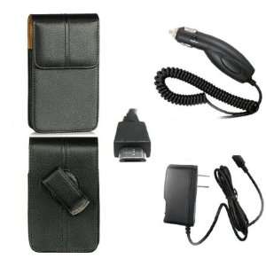 Premium Leather Pouch Case + Premium Micro USB Car Charger + Premium 