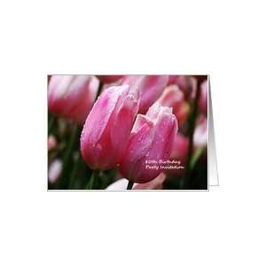  Invitation to 80th Birthday Party   Pink Tulips Card Toys 