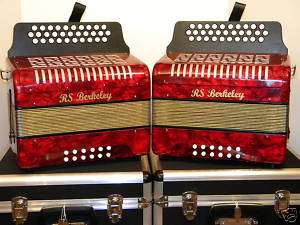 ROW BUTTON ACCORDION 2 PEARL RED ACCORDIONS NEW NEW  