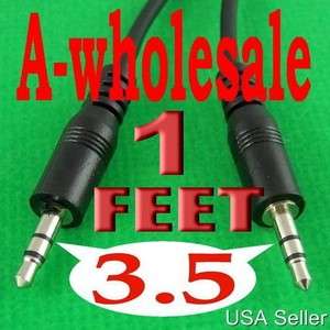 1ft 3.5 mm Male to Male M/M Jack Audio Stereo Aux Cable PC Adapter  
