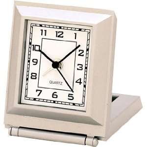  Zinc Alloy Travel Alarm Clock Silver Tone/Flip Cover Stand 