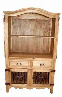 Honey Rustic Iron Front Armoire Media Cabinet  