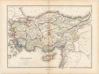 1858 BLANCHARD & LEA Map of Ancient ASIA MINOR Turkey  