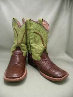 Ferrini Alligator Brown Green Western Boots 13 B Boys Shoes  