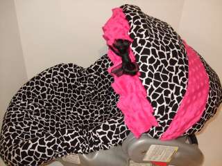   /HOT PINK MINKY DOTS/RUFFLE INFANT CAR SEAT COVER/Graco fit  