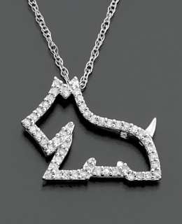 14k White Gold Diamond Dog Pendant (1/8 ct. t.w.)   Necklaces 