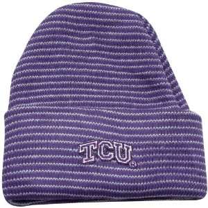   Frogs (TCU) Infant Purple Striped Ski Knit Beanie