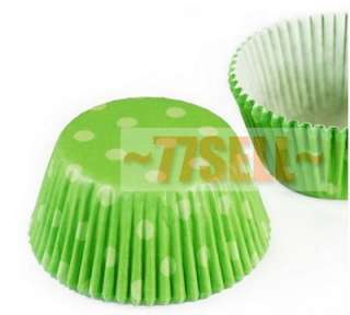   White Polka dot Green Cupcake liners baking cup Expanded 11.5CM  