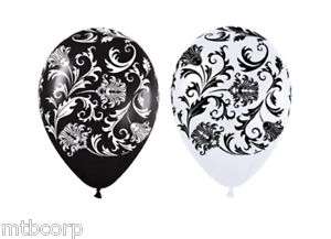 BLACK or WHITE Damask Latex Wedding Birthday Balloons  