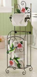 Hummingbird Toilet Paper Tissue Holder Metal Scrollwork Storage Bath 