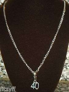 40th Birthday Gift   Number 40 Pendant & Chain Necklace 18 Inch 