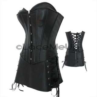 Black GOTHIC faux leather corset mini skirt 8 10 12 14  