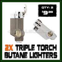 2x Triple Torch Flame Butane Gas Cigarette Pipe Lighter  