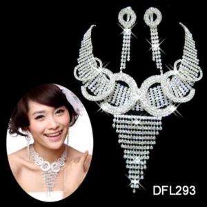 Wedding Bridal crystal necklace earring Jewelry set 293  