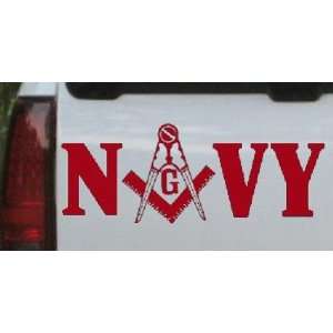 Red 14in X 5.4in    Masonic Freemason Navy Military Car Window Wall 