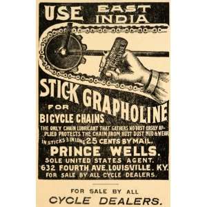 1894 Ad Stick Grapholine Bike Chain Parts East India   Original Print 