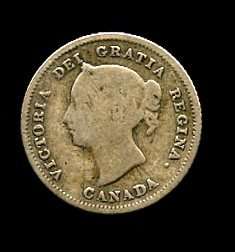 1880 Nickel five cent 5c Canada Canadian  