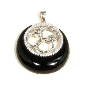   Circles Fine 925 Sterling Silver with Rhodium Plated Pendant Necklace