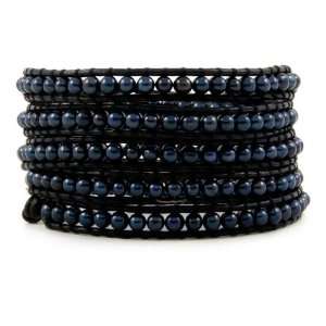    Chan Luu Black Pearl Wrap Bracelet on Black Leather: Jewelry