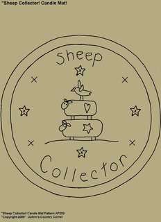 Primitive Stitchery Pattern  Sheep Collector Candle Mat Pattern