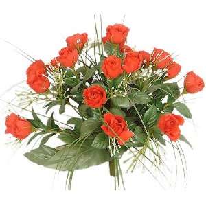  14 Silk Rose Flower Bush Wedding Bridal Bouquet   Red f15 