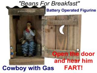 FARTING COWBOY IN THE OUTHOUSE Funny Gag Gift Figurine  