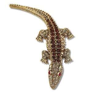   Crystal Accent Crocodile Brooch Pin   Womens Brooches & Pins Jewelry
