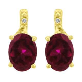 Gold Over Silver Simulated Ruby and Diamond Earring   Yellow.Opens in 