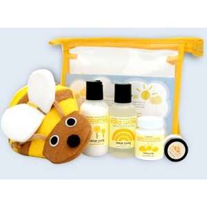   Organic Bath Travel Basics Set with Bumble Bee Bath Mitt   Made in USA