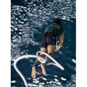  High Angle View of a Man Bungee Jumping Premium 