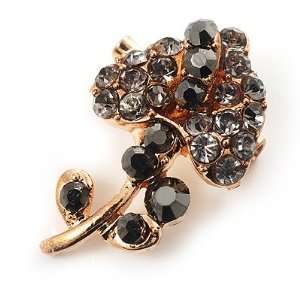    Tiny Black Crystal Calla Lily Pin Brooch (Gold Tone): Jewelry
