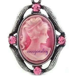  Pink Cameo Necklace n728 