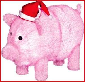 Adorable Pink Santa Pig Led Lighted Christmas Outdoor Decor  
