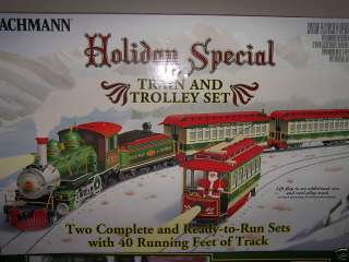 HOLIDAY SPECIAL BACHMANN BIG HAULERS TRAIN SET TRAIN AND TROLLEY SET 
