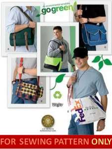 SEWING PATTERN MAKES CLOTH MESSENGER BAGS 3 SIZES~5 STYLES~FOR 