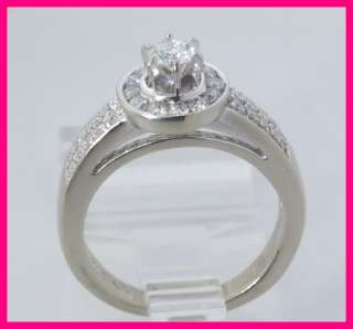 14kwg Round Diamond Pave Cluster Wedding Ring .76ct  